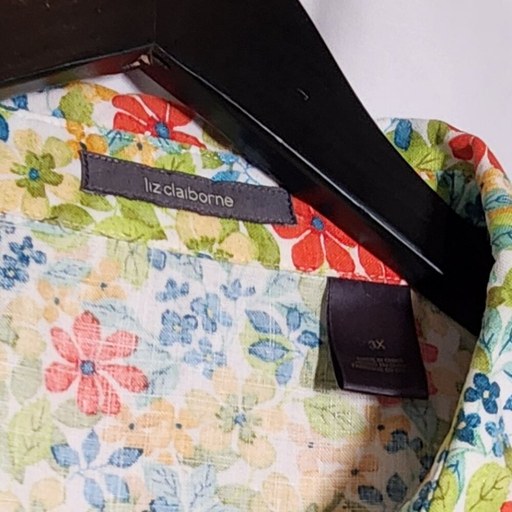 Liz Claiborne Floral Linen Shirt 3X - Picture 6 of 14